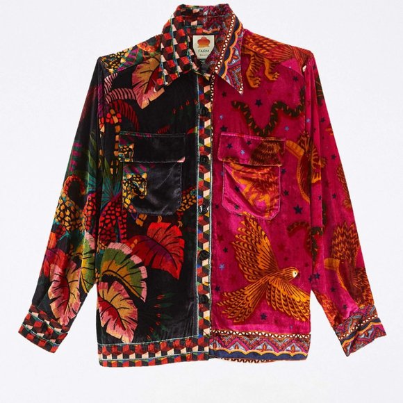 FARM RIO - Mixed Scarves Button-Front Shirt - Picture 3 of 10